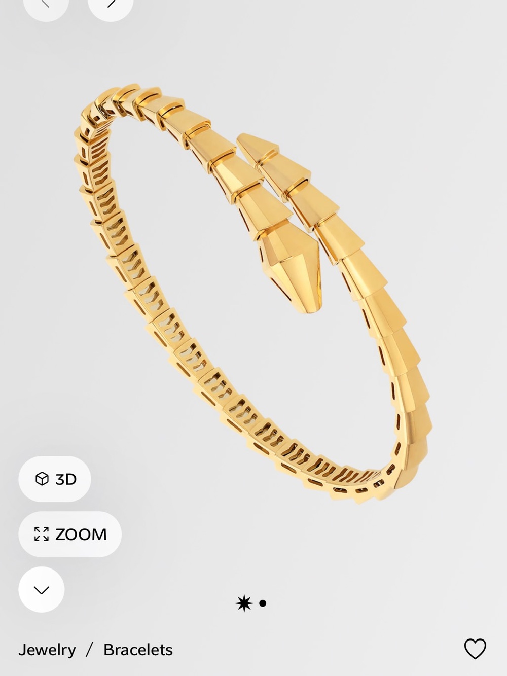Bulgari Gold Serpenti Sculpted Hinged Bracelet